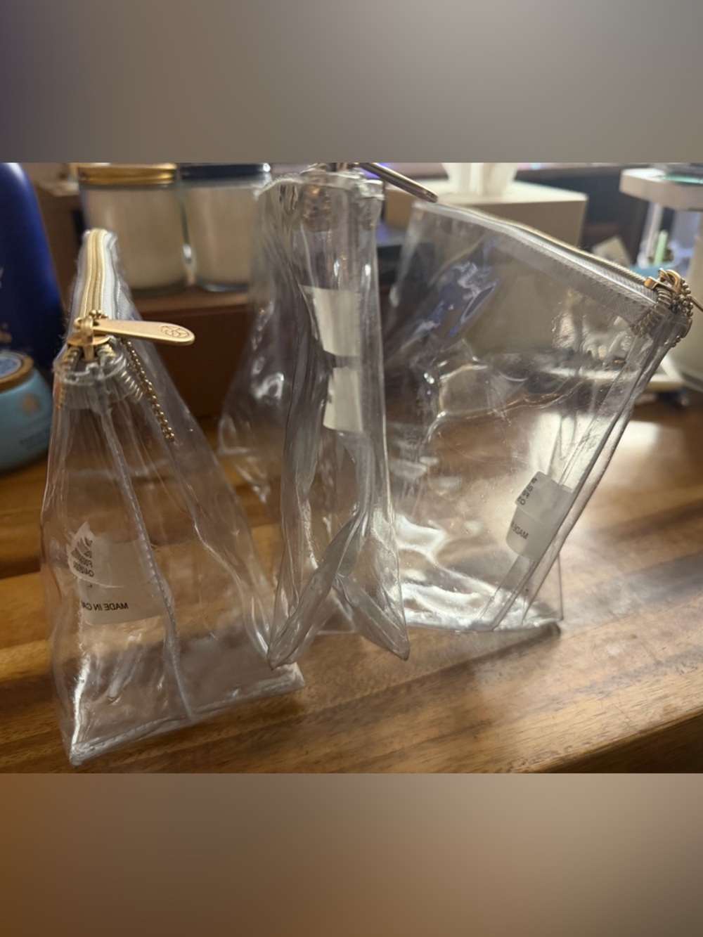 Set of Three - Sonia Kashuk Clear Makeup Clutch with Gold Zipper